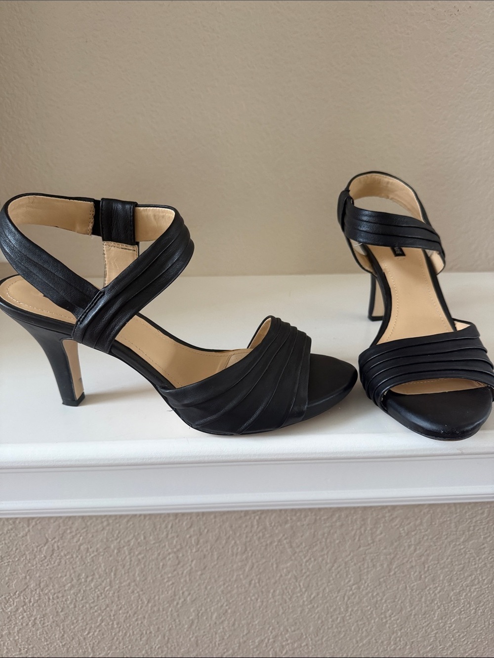 Alex Marie Black Strappy Open-Toe Heels